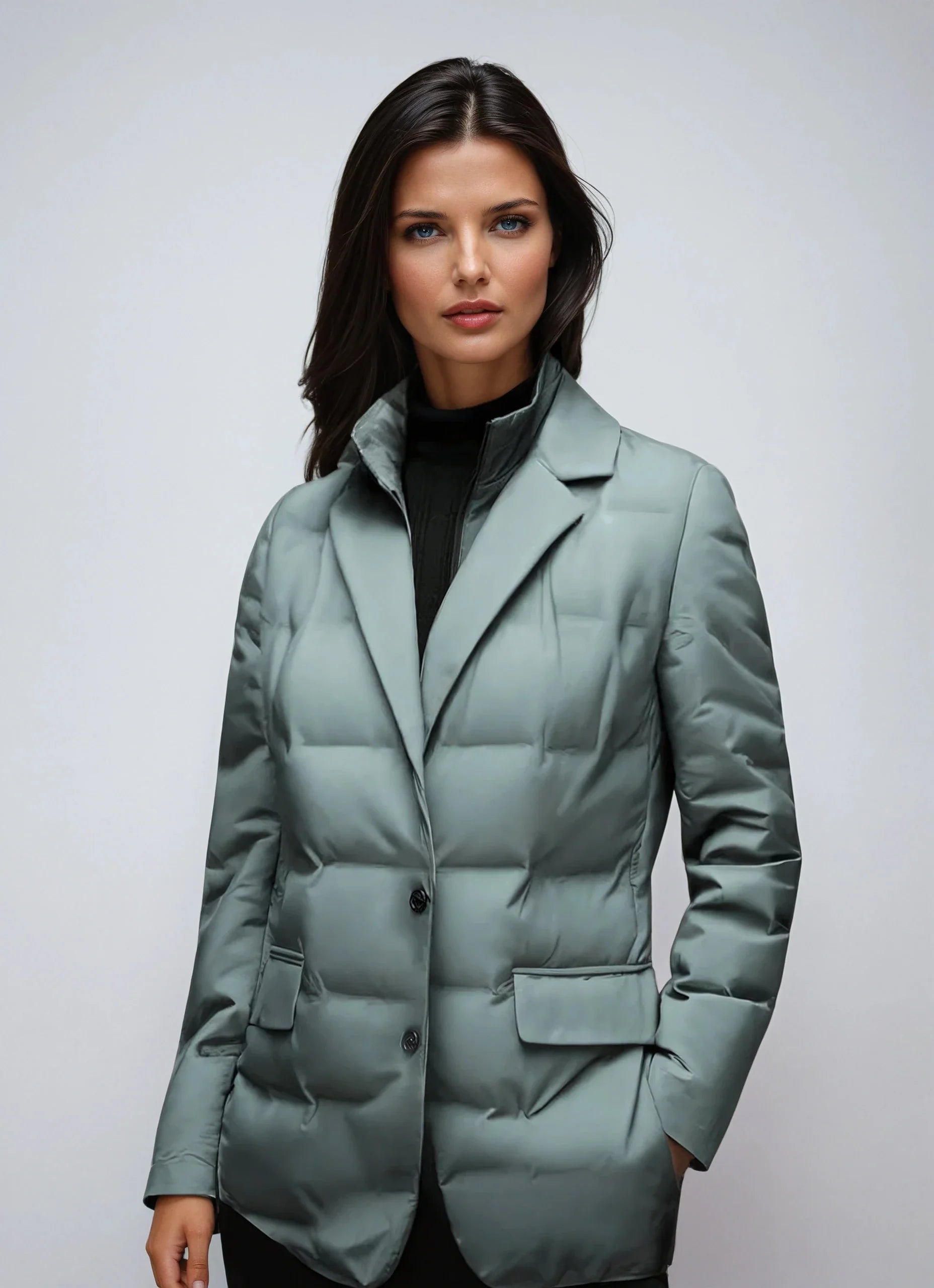 Kurtka Zimowa Pikowana Damska | Z Kołnierzem i Kieszeniami