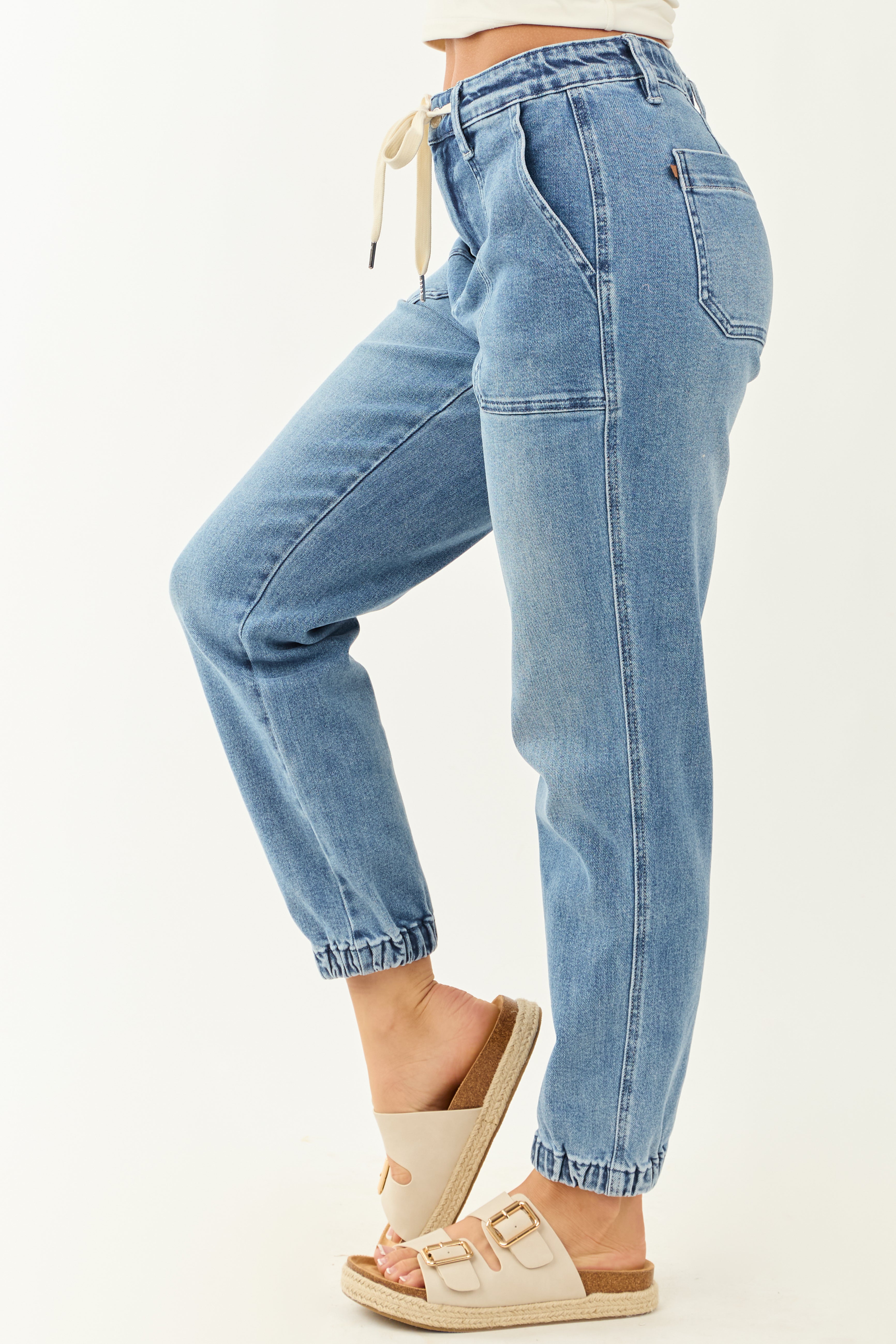 Noelle Damskie Jeansy | Jogger z Troczkiem