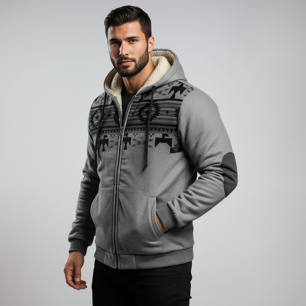 Narik Bluza męska zimowa | Z kapturem i futrzaną podszewką