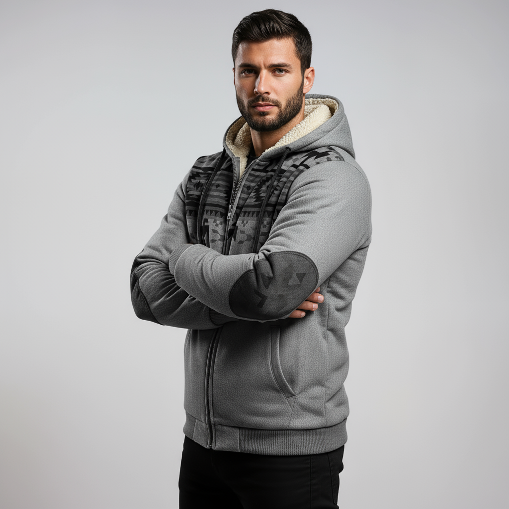 Narik Bluza męska zimowa | Z kapturem i futrzaną podszewką