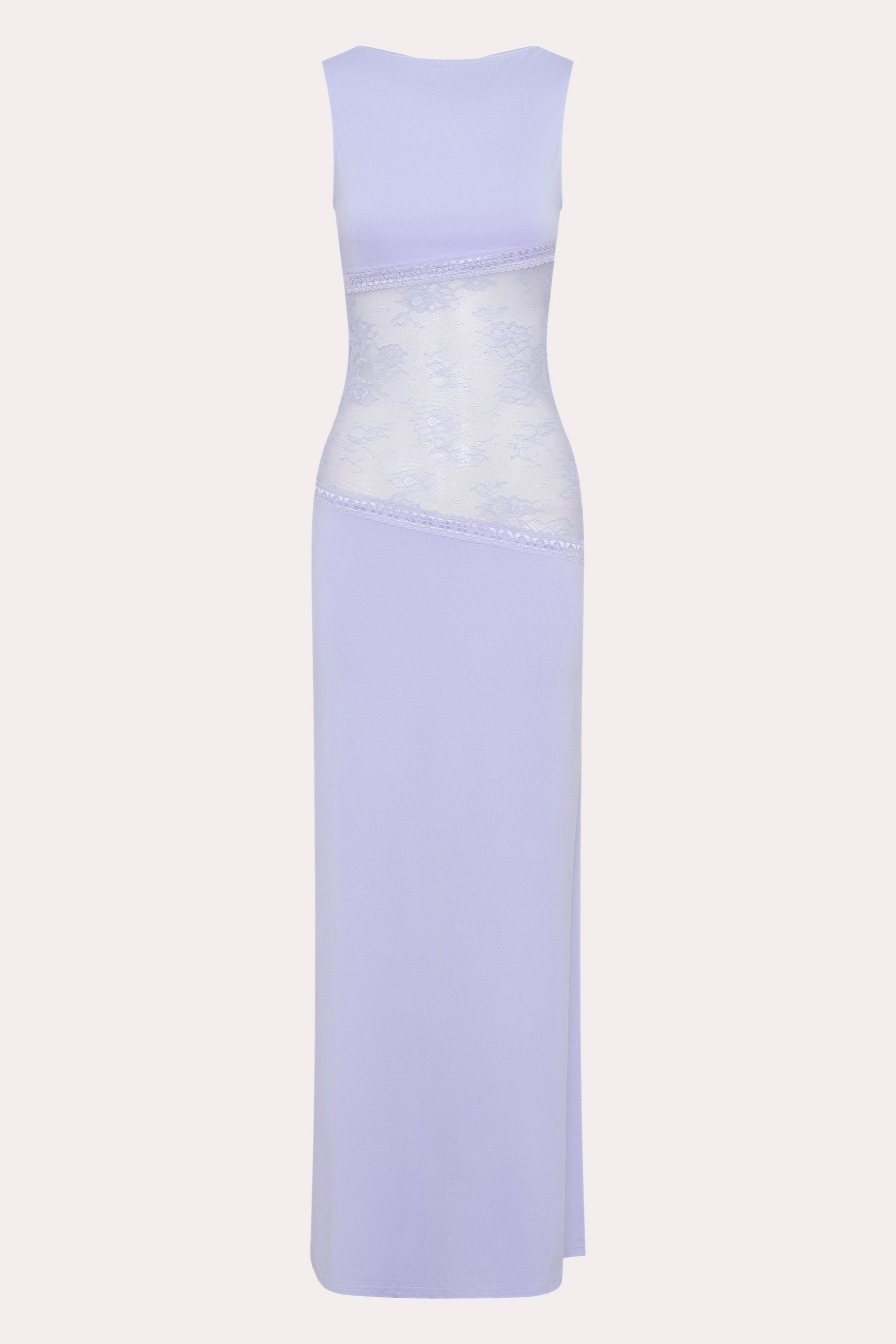 Suknia Maxi Damska | Koronkowa Talia & Wysoki Dekolt