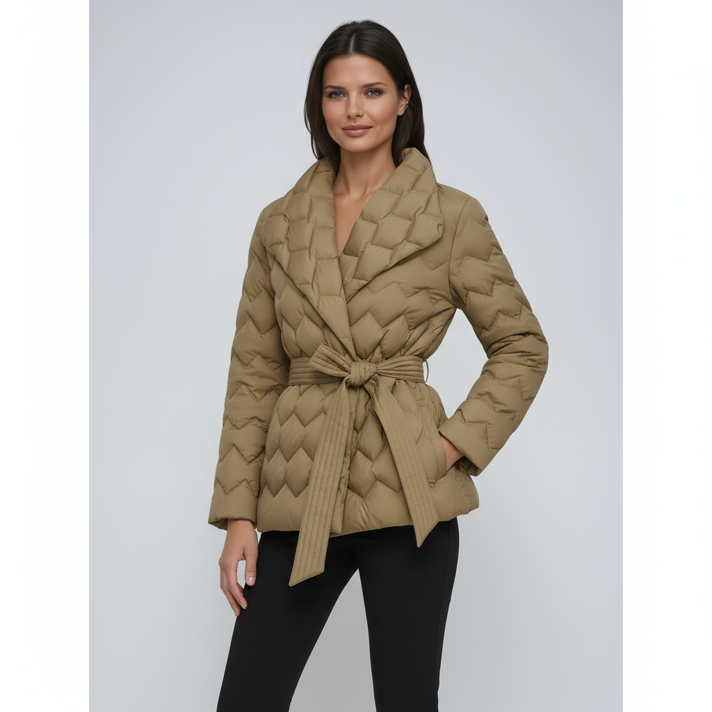 Dopasowana kurtka damska | Pikowana z paskiem