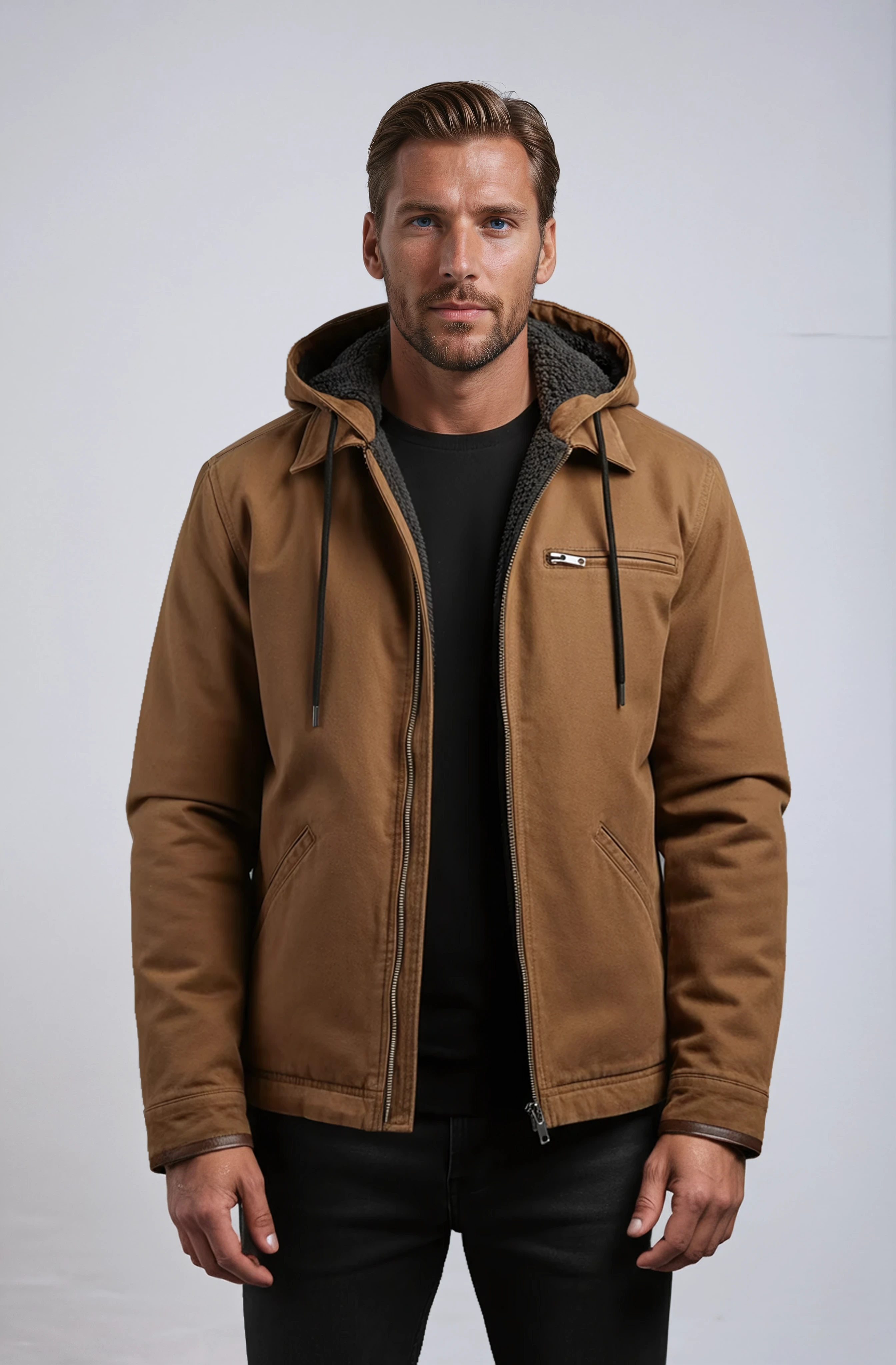 Luca - Męska Kurtka Zimowa | Z Kapturem i Polarową Podszewką