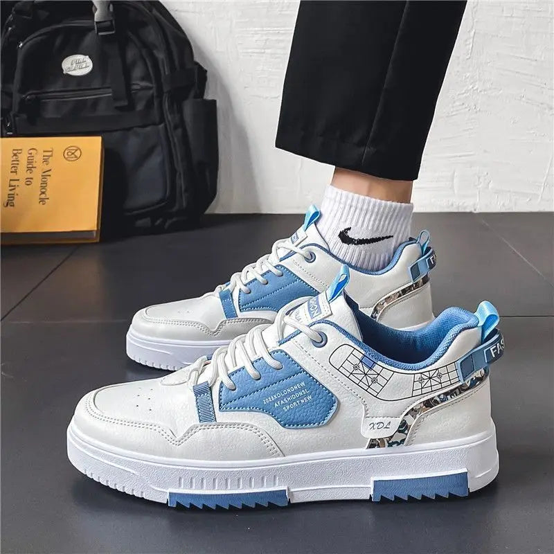 Olek | Męskie Sneakersy z Nadrukiem Fali i Niską Podeszwą
