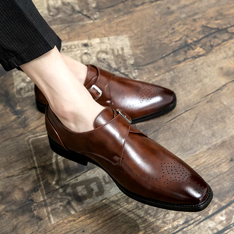 Mateo - Skórzane Buty Męskie | Monk Strap z Klamrą