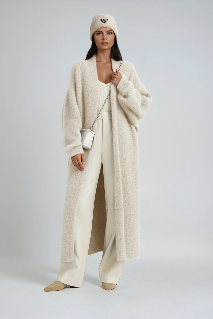 Długi Kardigan Damski | Miękka Konstrukcja i Nowoczesna Forma