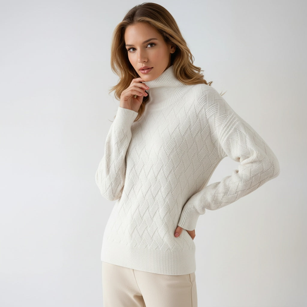 Lila - Golf Damski | Ciepły Sweter z Wzorem