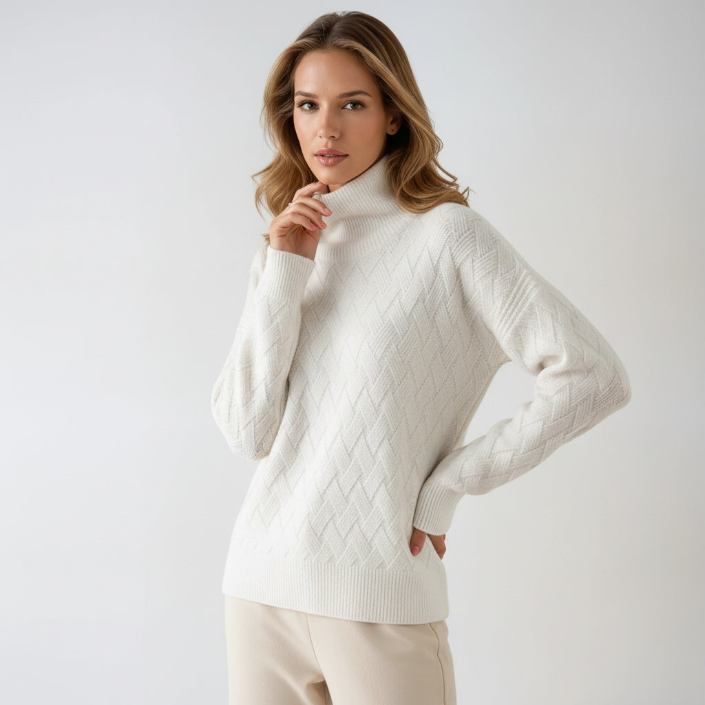 Lila - Golf Damski | Ciepły Sweter z Wzorem