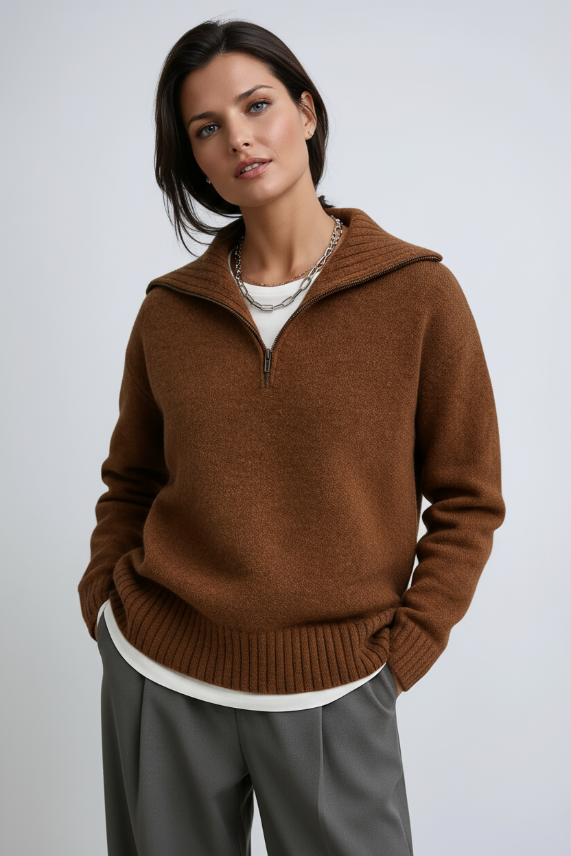 Sweter damski | Półgolf na zamek & Dzianinowy