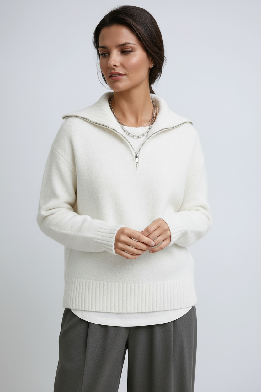 Sweter damski | Półgolf na zamek & Dzianinowy