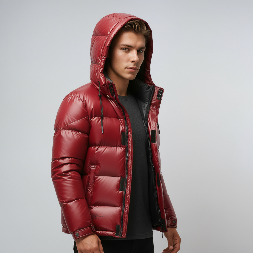 Kurtka zimowa męska | Pikowana z kapturem