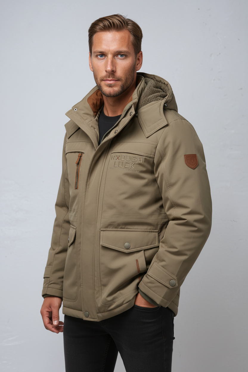 Kurtka Zimowa Parka Męska | Z Kapturem i Ciepłą Podszewką