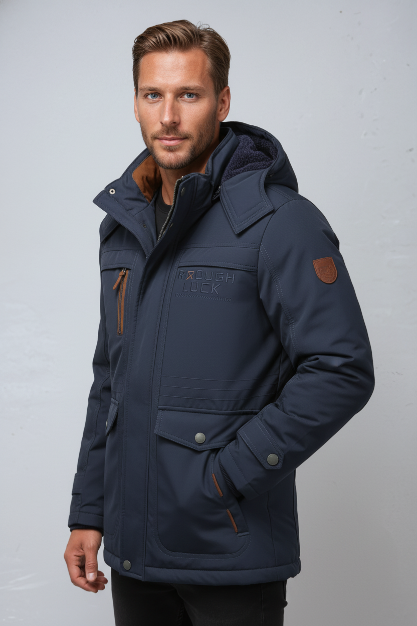 Kurtka Zimowa Parka Męska | Z Kapturem i Ciepłą Podszewką