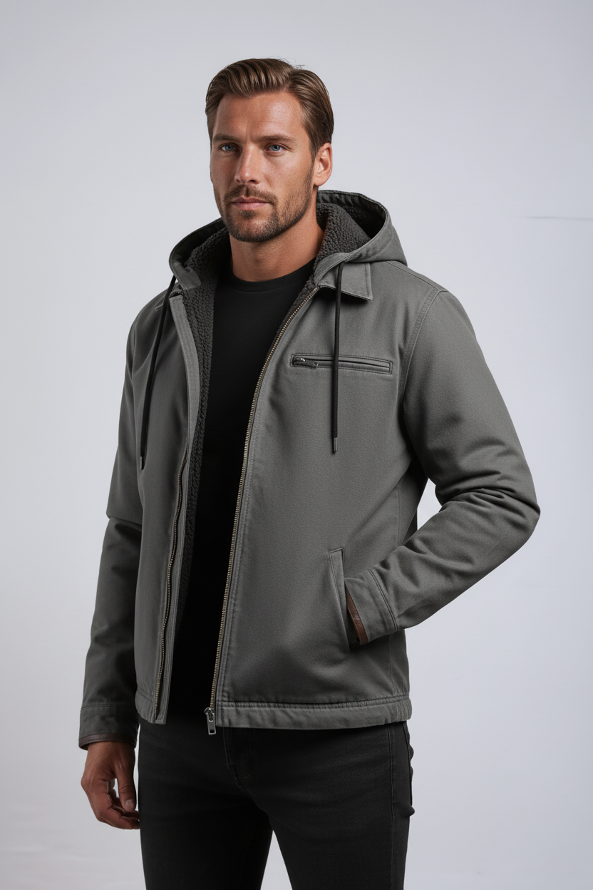 Luca - Męska Kurtka Zimowa | Z Kapturem i Polarową Podszewką