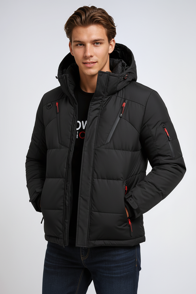 Męska Kurtka Zimowa | Wiatroszczelna Parka z Polarową Podszewką