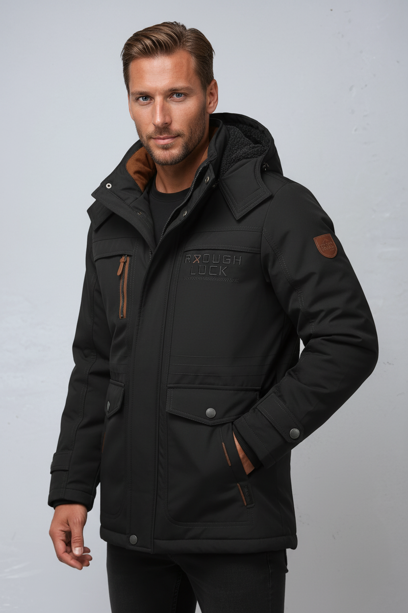 Kurtka Zimowa Parka Męska | Z Kapturem i Ciepłą Podszewką