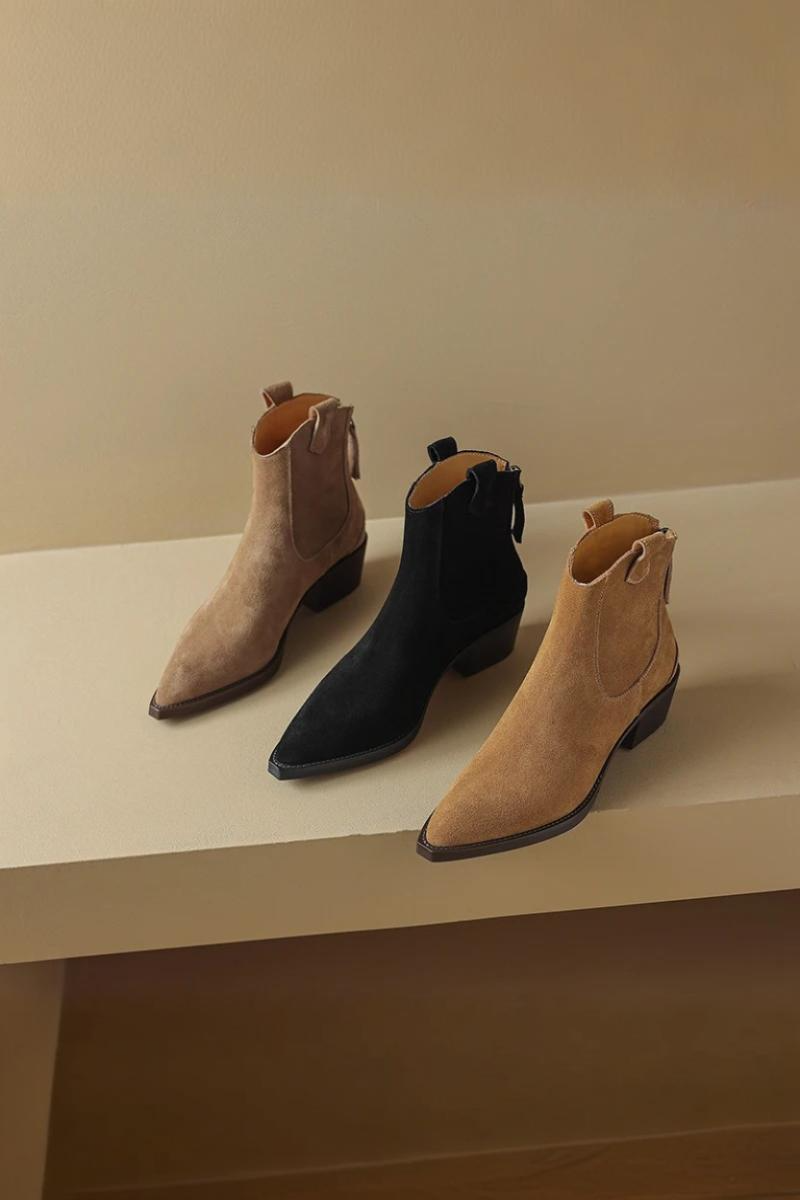 Nayra - Botki Damskie Na Obcasie z Noskiem w Szpic