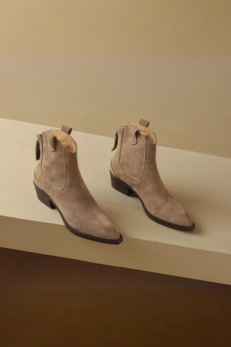 Nayra - Botki Damskie Na Obcasie z Noskiem w Szpic