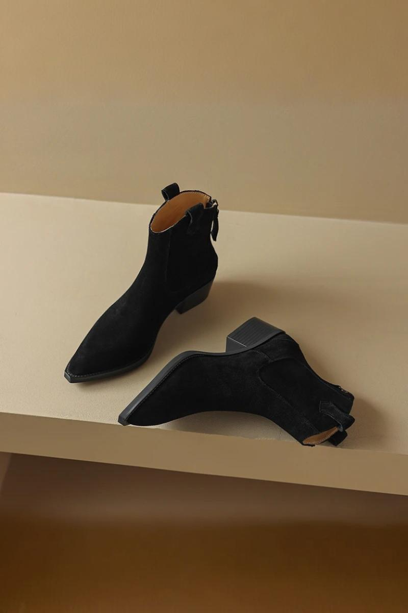 Nayra - Botki Damskie Na Obcasie z Noskiem w Szpic