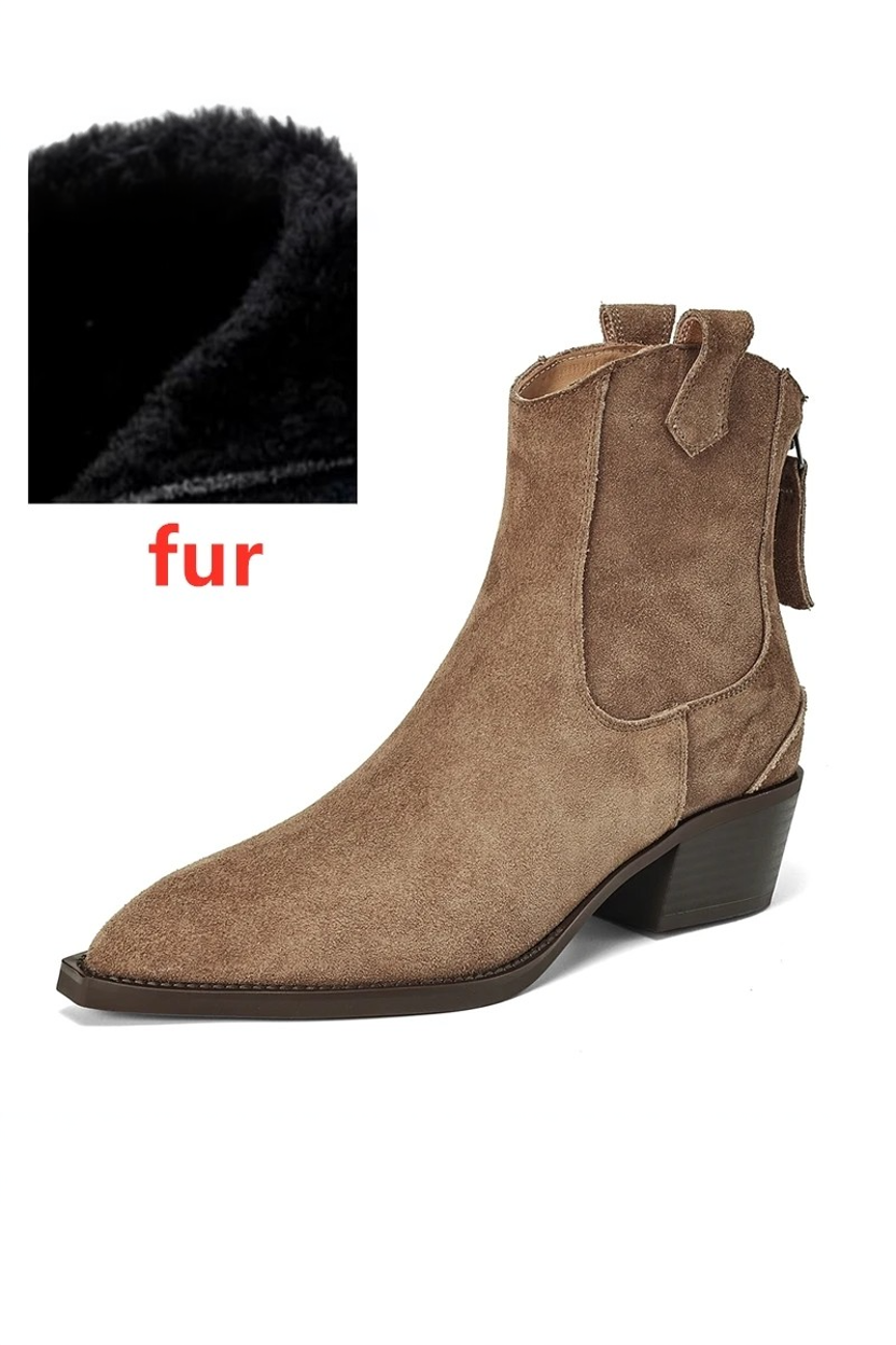 Nayra - Botki Damskie Na Obcasie z Noskiem w Szpic