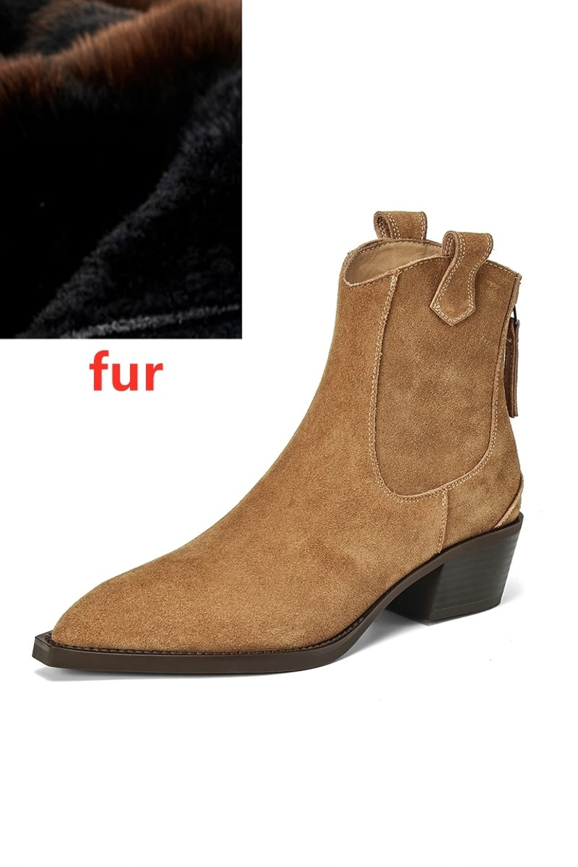 Nayra - Botki Damskie Na Obcasie z Noskiem w Szpic