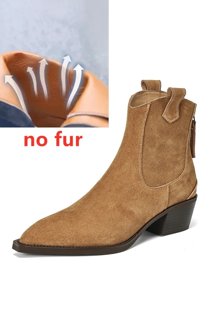 Nayra - Botki Damskie Na Obcasie z Noskiem w Szpic