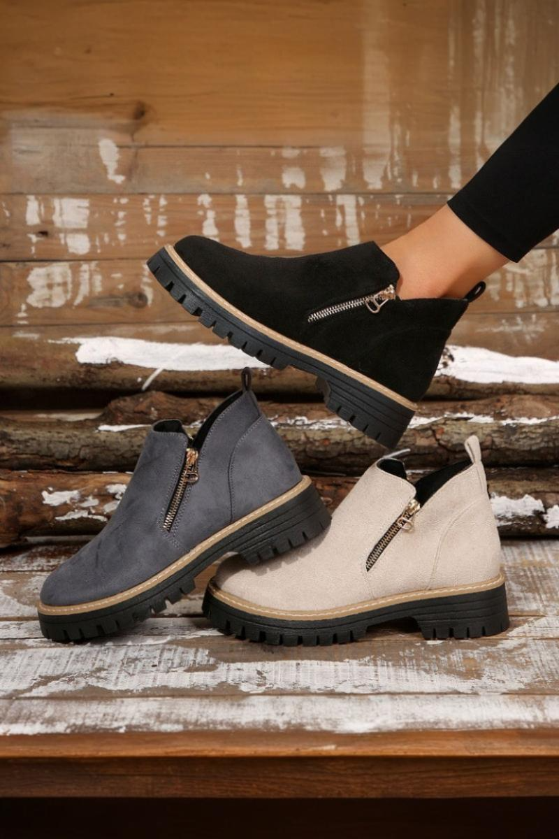 Norvaya Botki Damskie z Zamkiem i Grubą Podeszwą