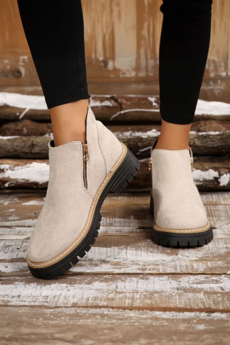 Norvaya Botki Damskie z Zamkiem i Grubą Podeszwą