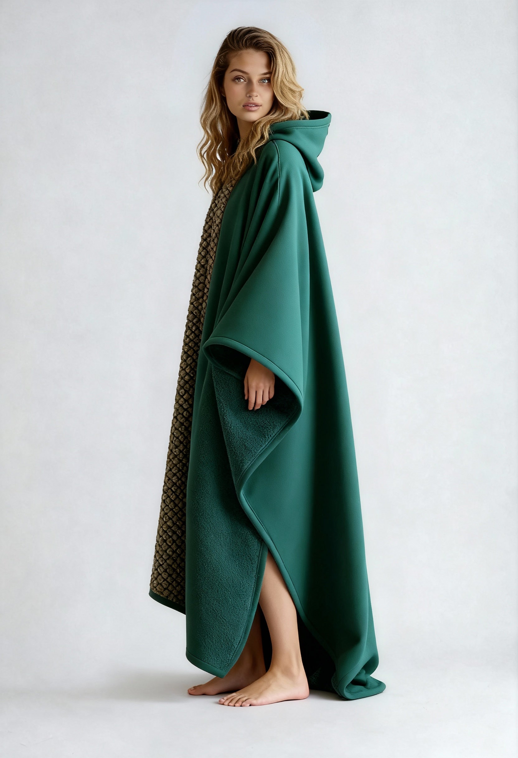 Koc z Kapturem Damski | Ciepły Polarowy Szlafrok na Chłodne Wieczory