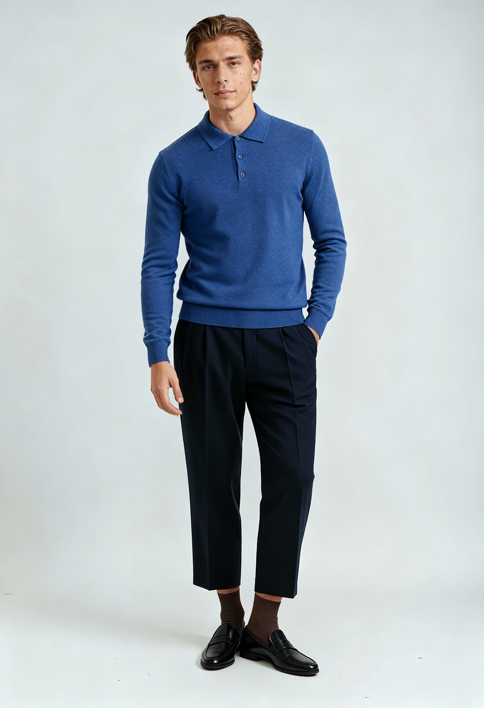 Aldric - Sweter Męski Polo | Strukturalna Dzianina i Schludne Wykończenia