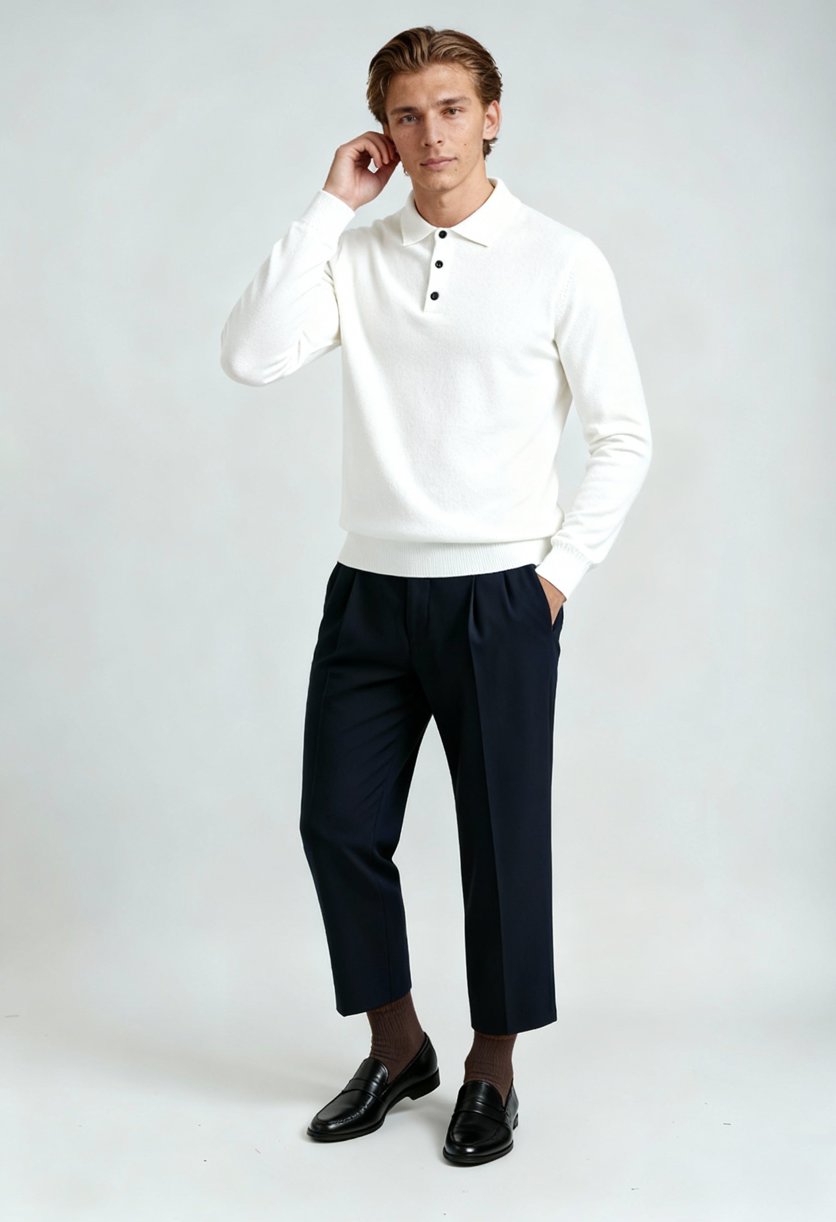 Aldric - Sweter Męski Polo | Strukturalna Dzianina i Schludne Wykończenia