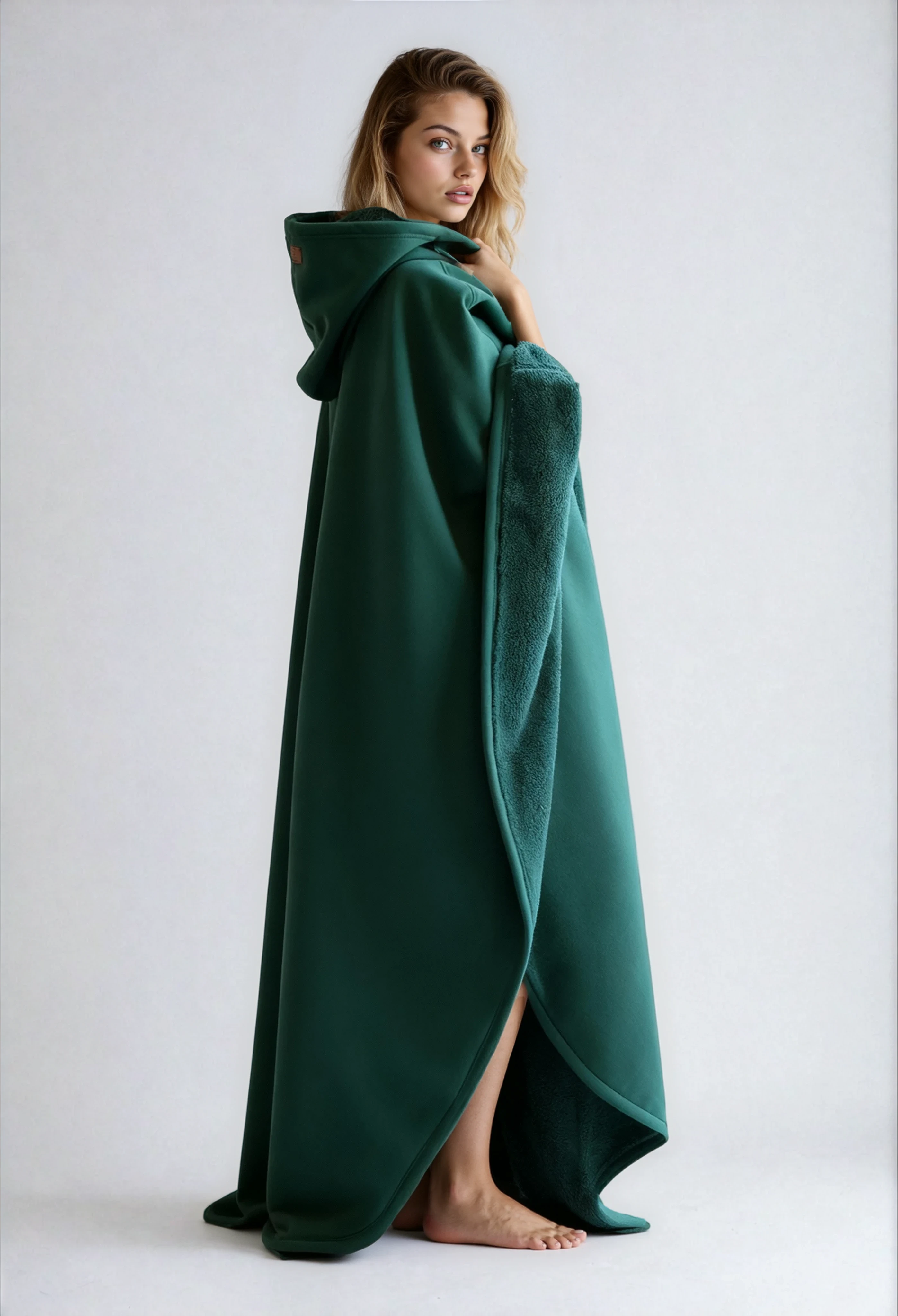 Koc z Kapturem Damski | Ciepły Polarowy Szlafrok na Chłodne Wieczory