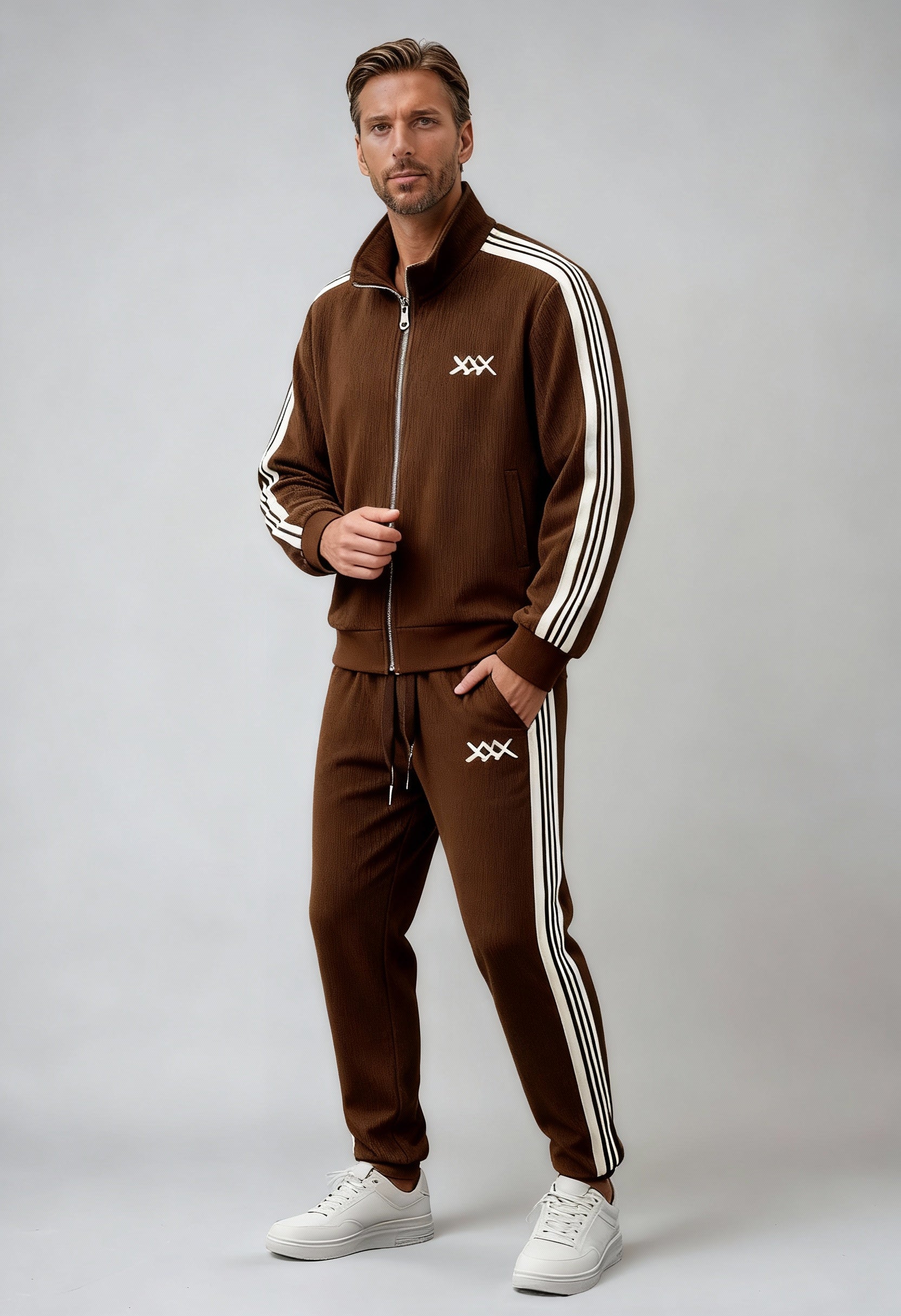 Dres Męski Sztruksowy | Komplet Streetwear z Lampasami