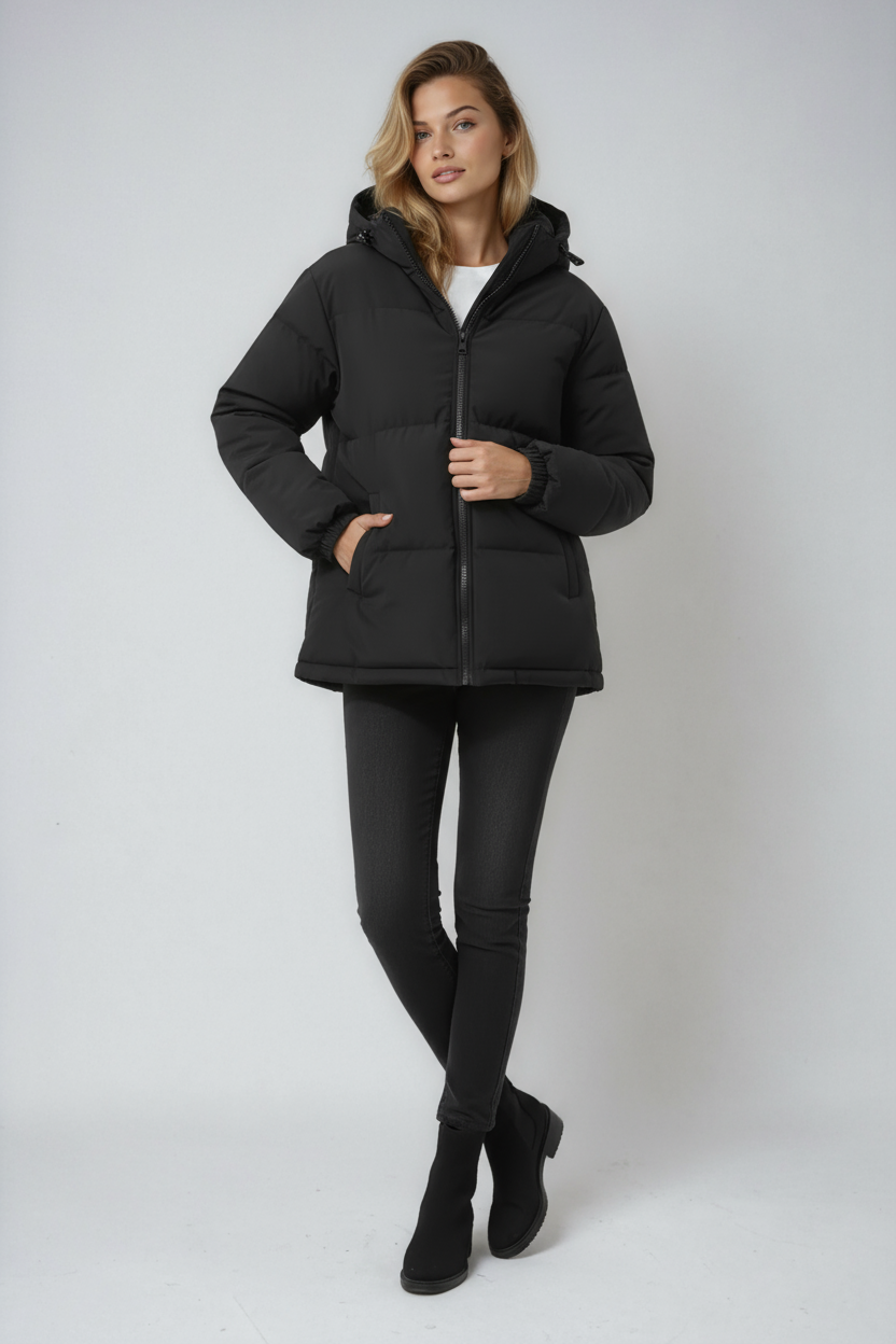 Eva - Kurtka Zimowa Damska | Stylowy Pikowany Fason z Kapturem