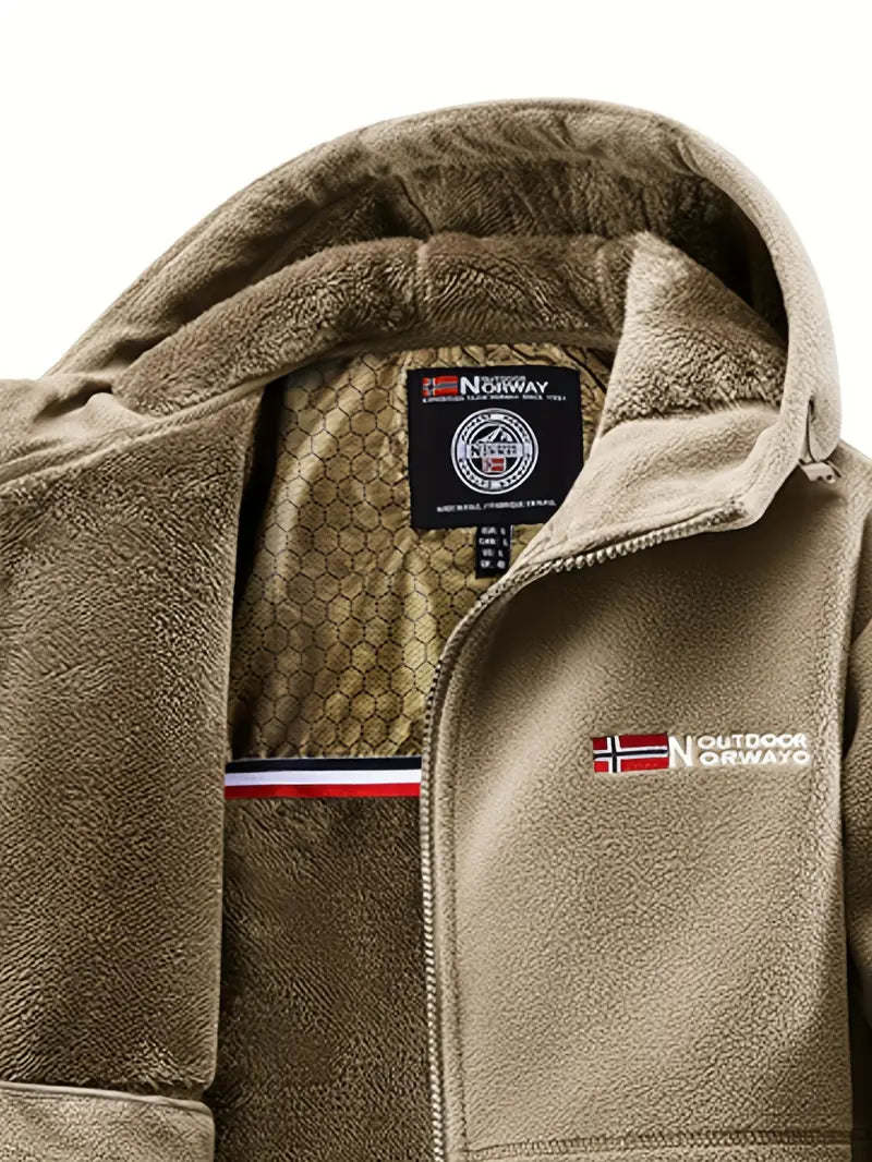 Zimowa Kurtka Męska Polarowa | Z Kapturem i Zamkiem