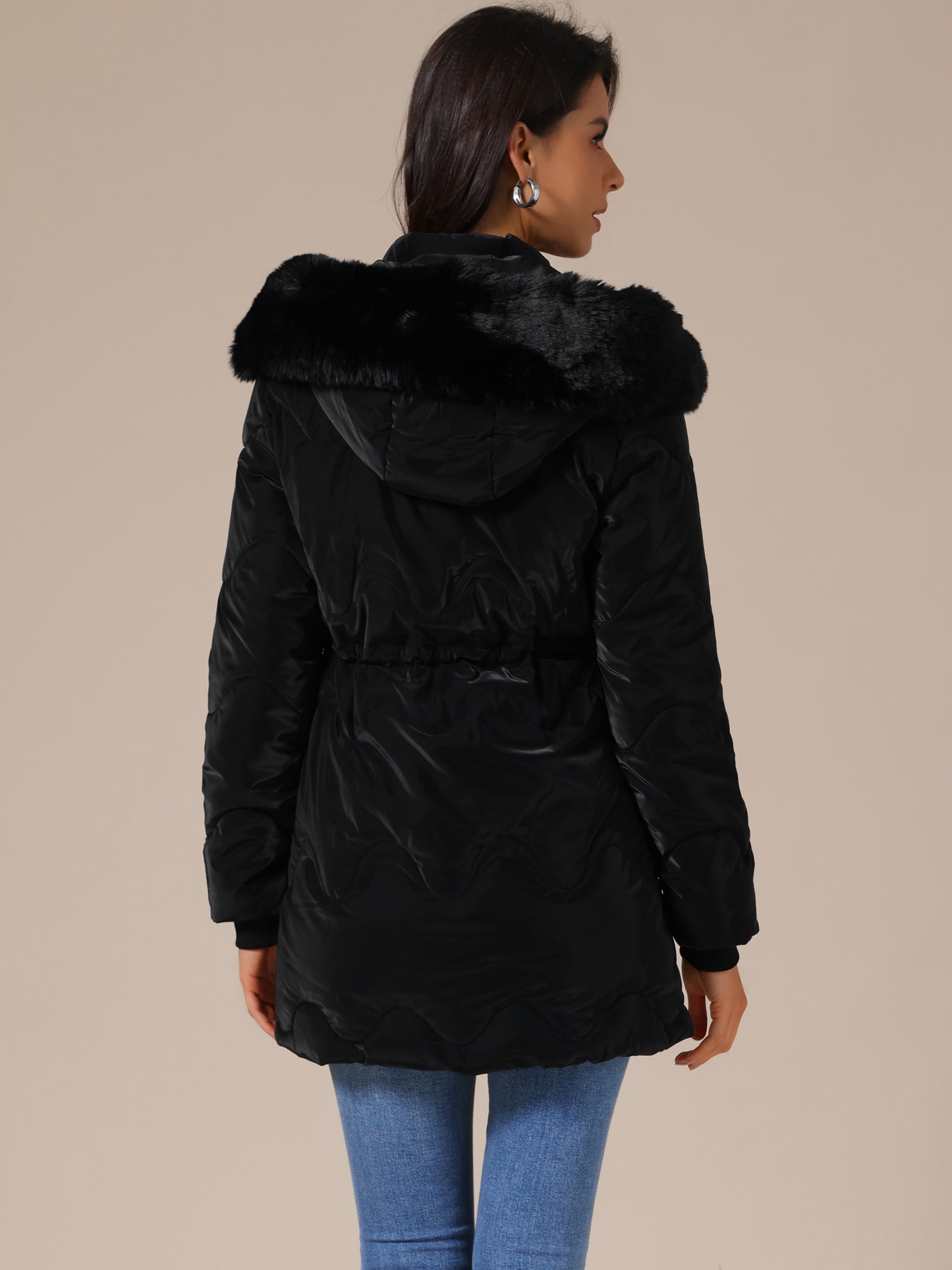 Kurtka Zimowa Damska | Z kapturem i wiązaniem w pasie