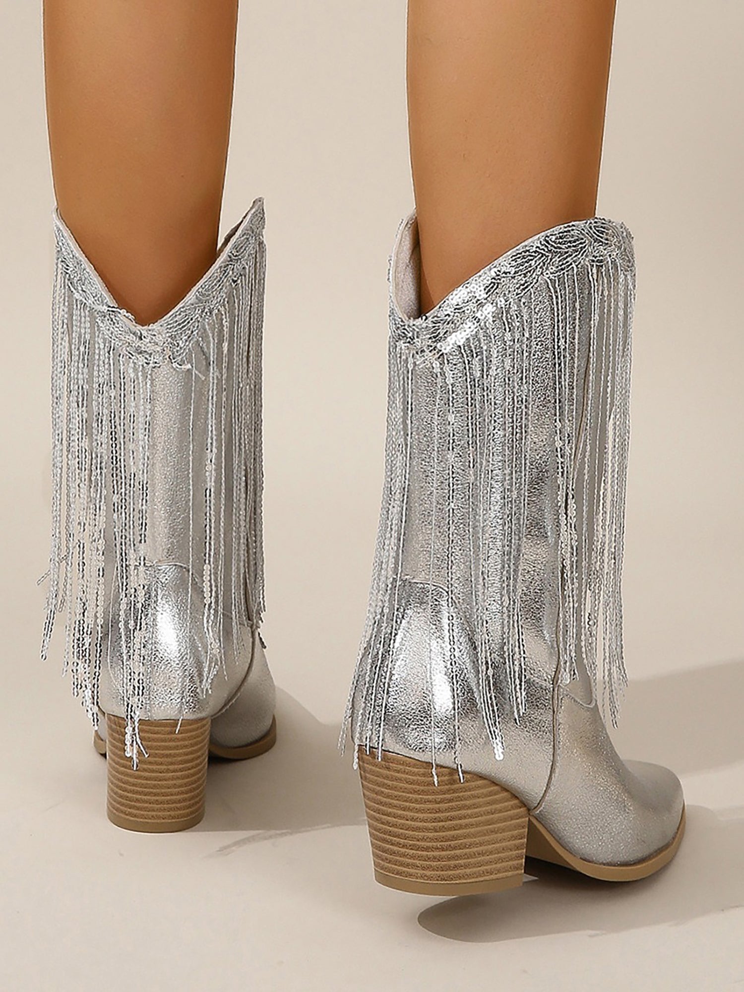 Ismena Kowbojki damskie | Metaliczny połysk i frędzle