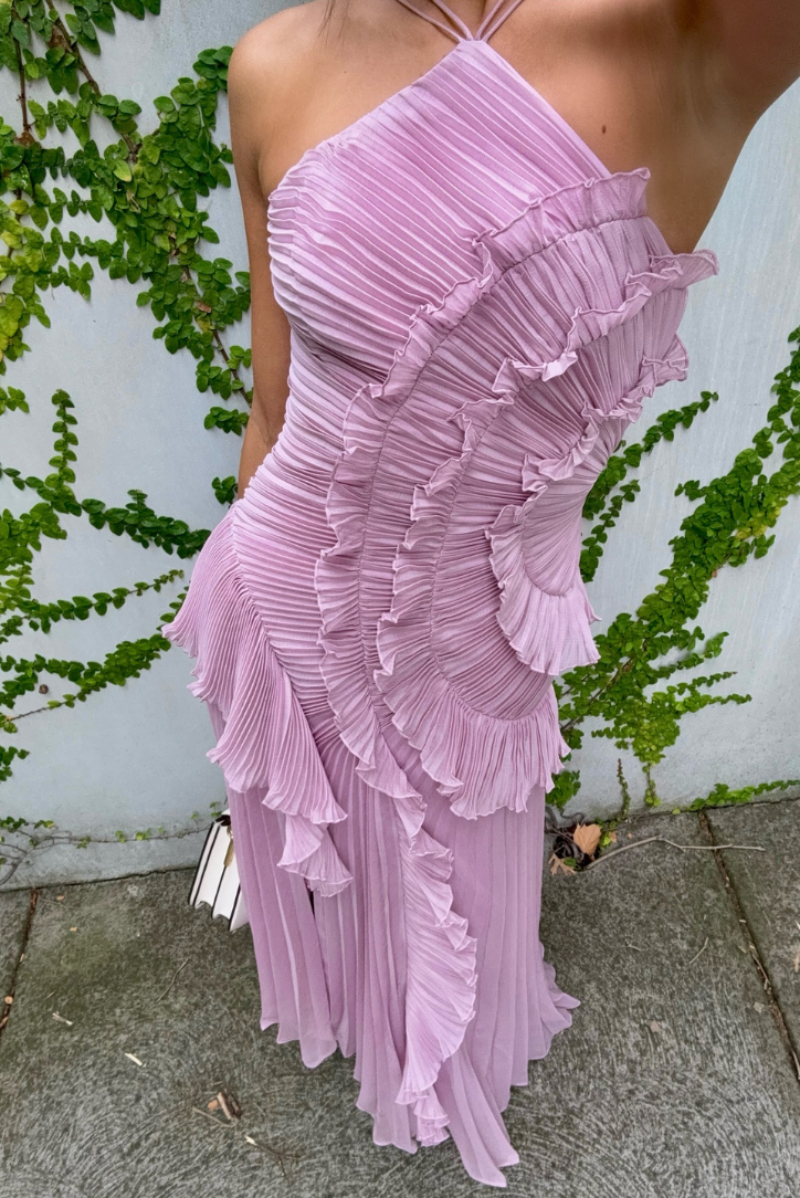 Lilienne - Sukienka na Wesele Plisowana Asymetryczna Maxi