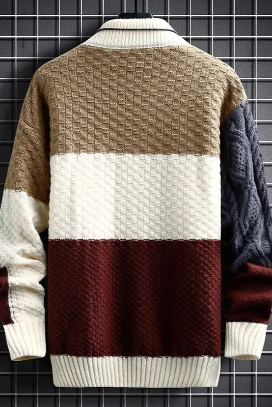 Apollo | Męski Sweter Patchwork z Golfem