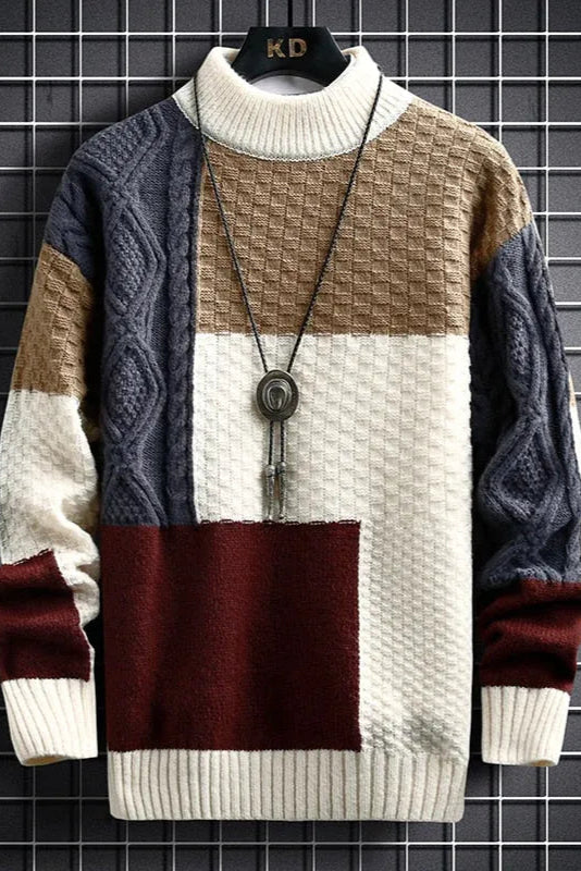 Apollo | Męski Sweter Patchwork z Golfem