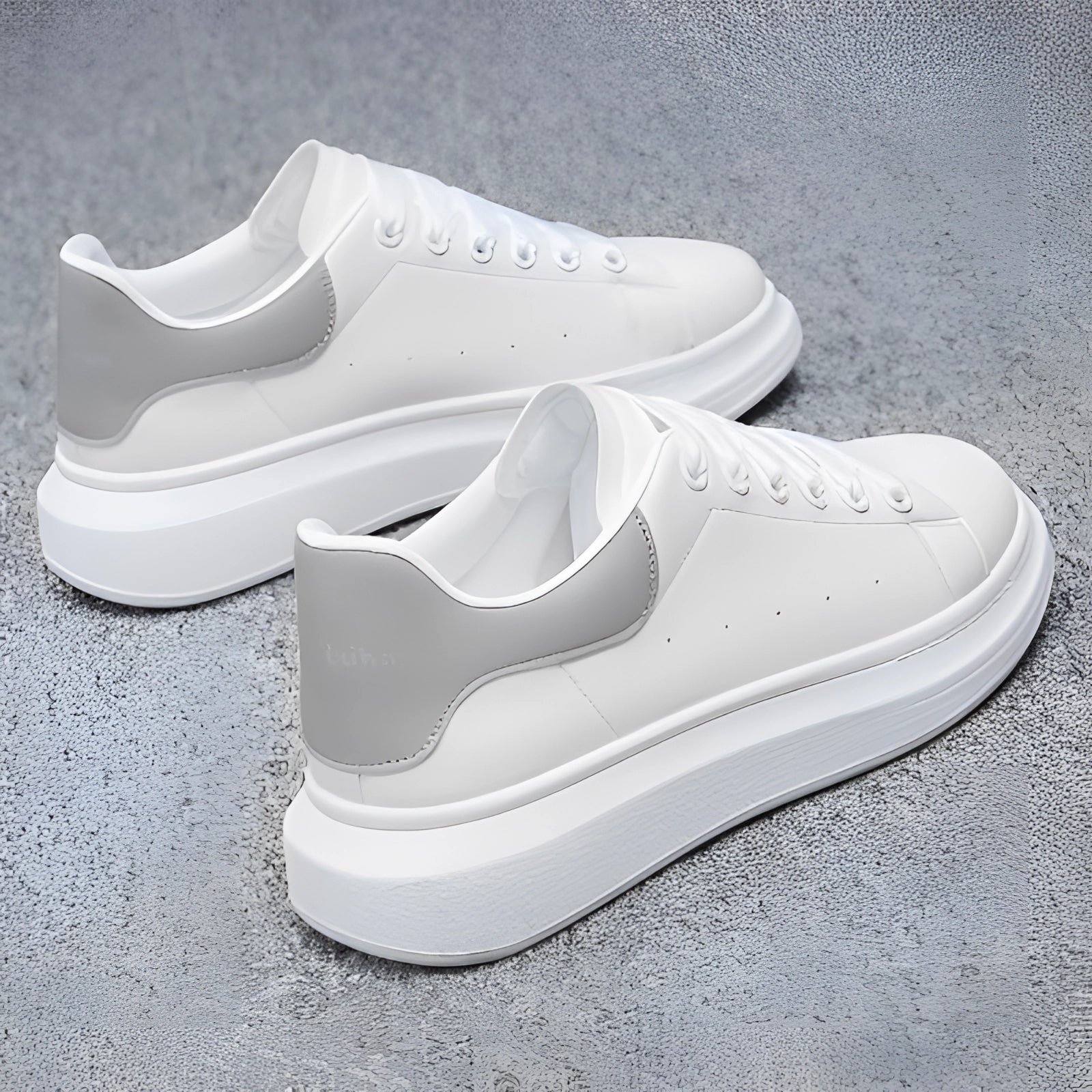 Białe Skórzane Unisex Sneakersy z Grubą Podeszwą