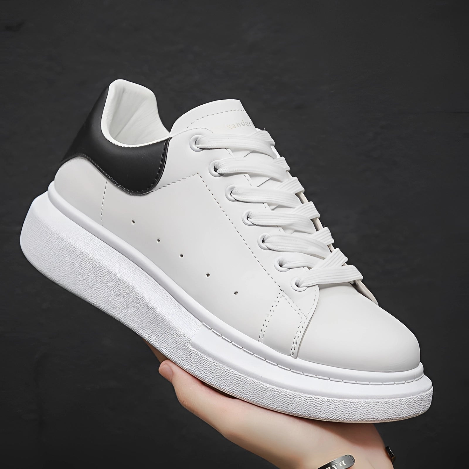 Białe Skórzane Unisex Sneakersy z Grubą Podeszwą
