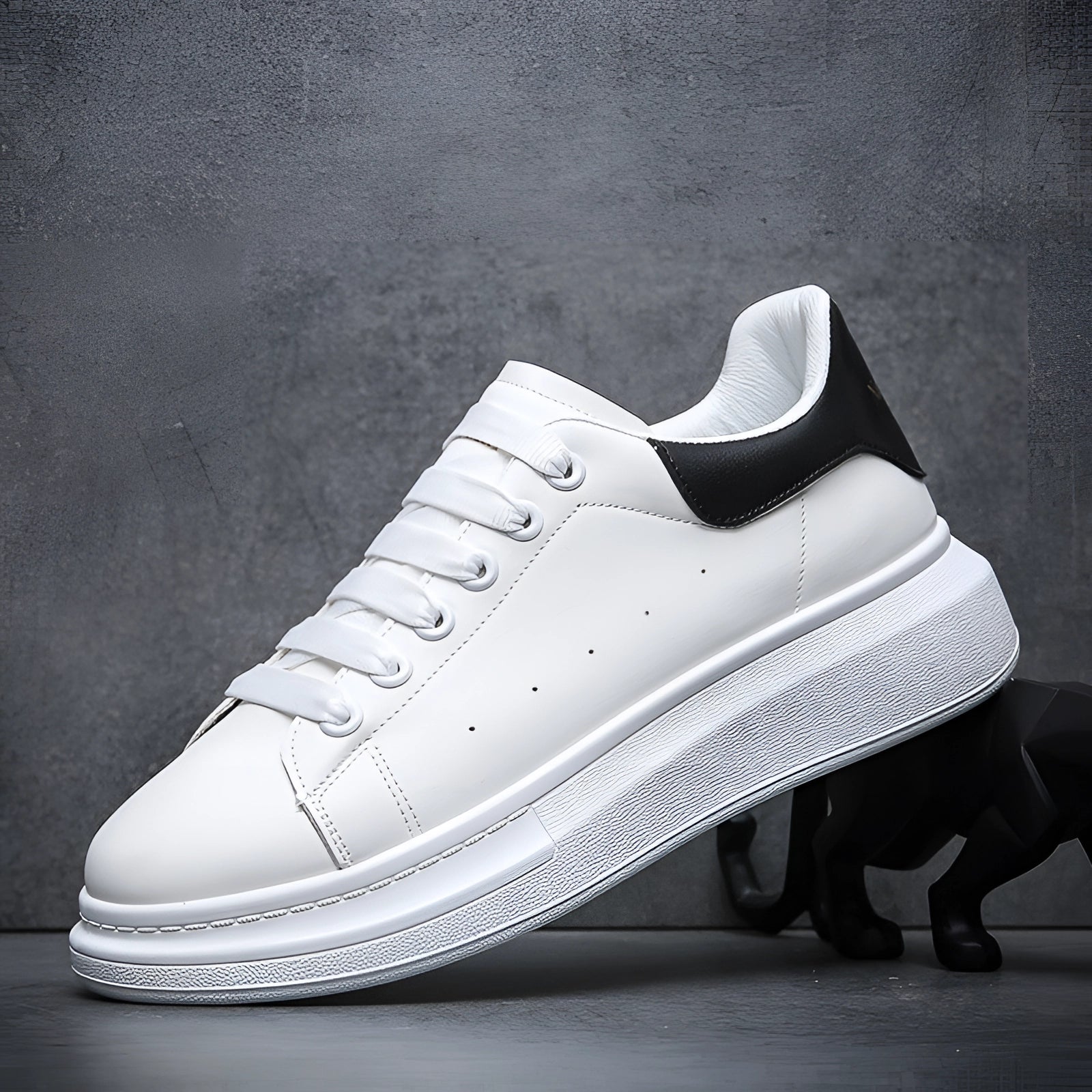 Białe Skórzane Unisex Sneakersy z Grubą Podeszwą