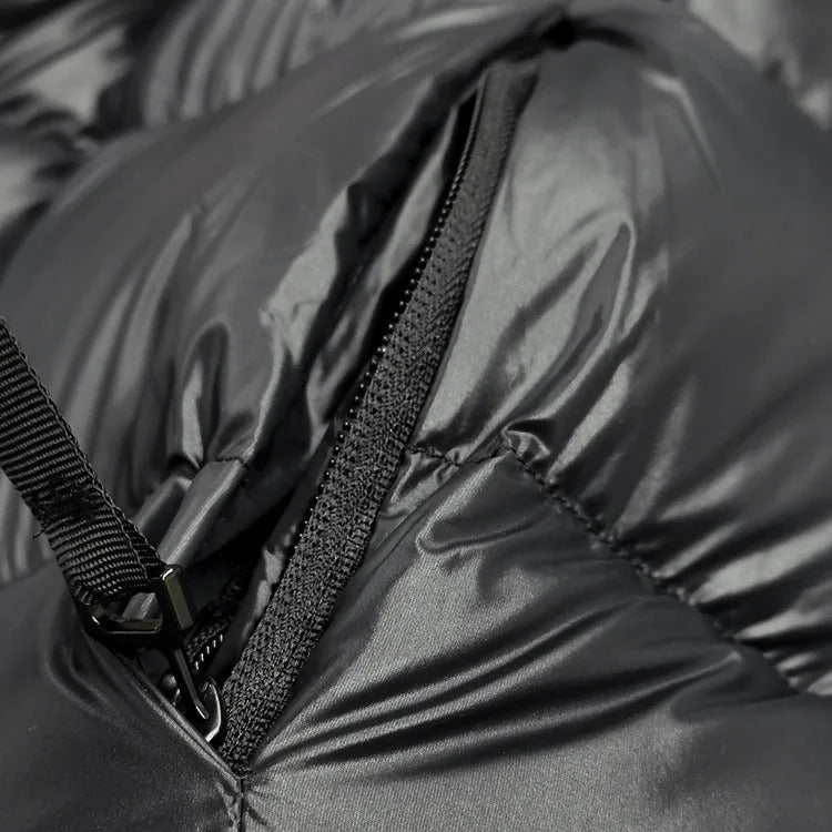 Kurtka Zimowa Pikowana Długa Damska | Z Kapturem i Zamkiem