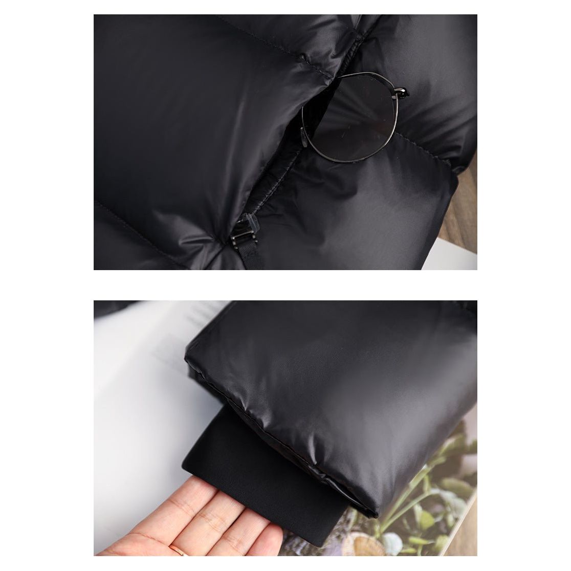 Kurtka Zimowa Pikowana Długa Damska | Z Kapturem i Zamkiem