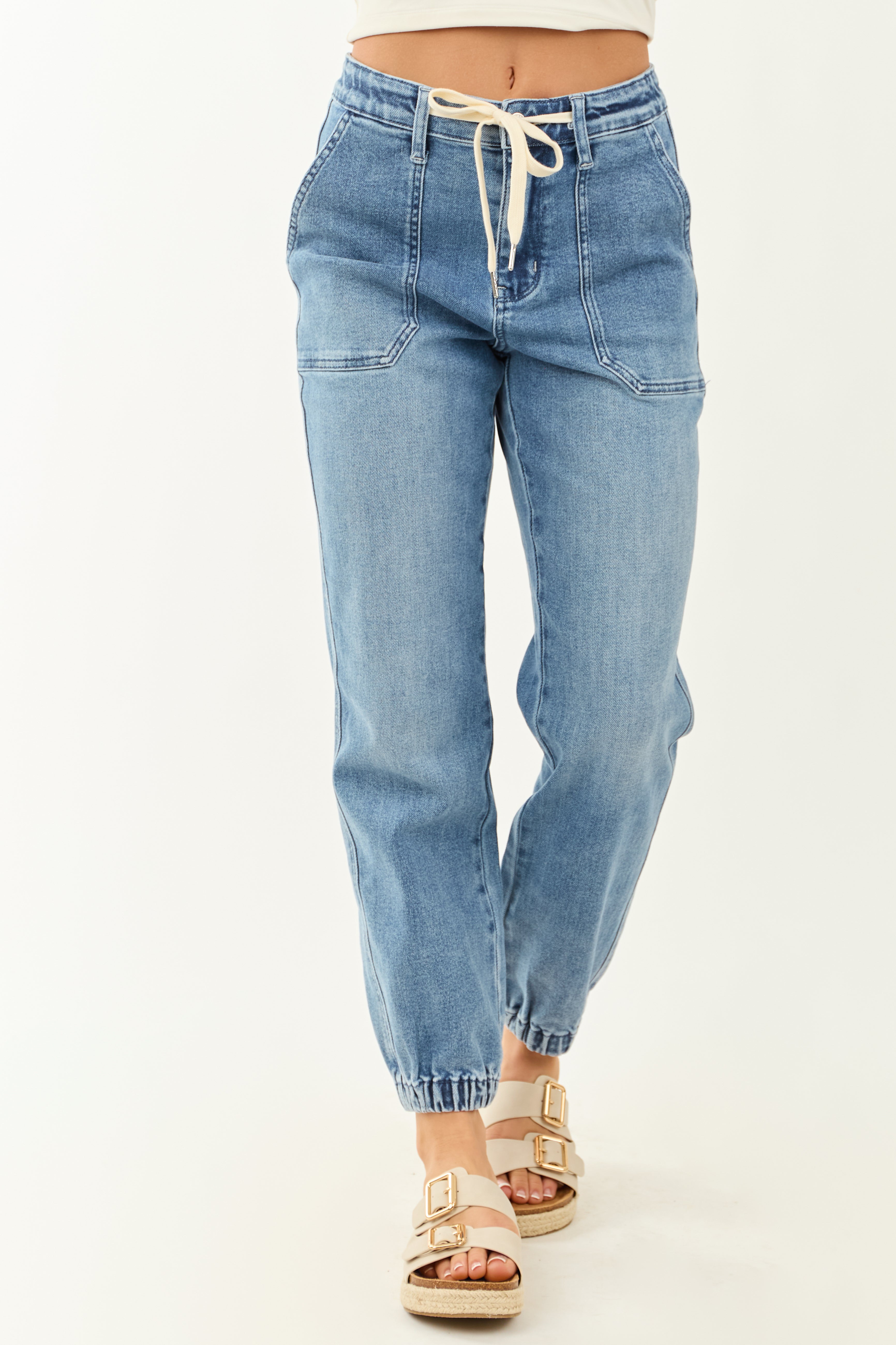 Noelle Damskie Jeansy | Jogger z Troczkiem
