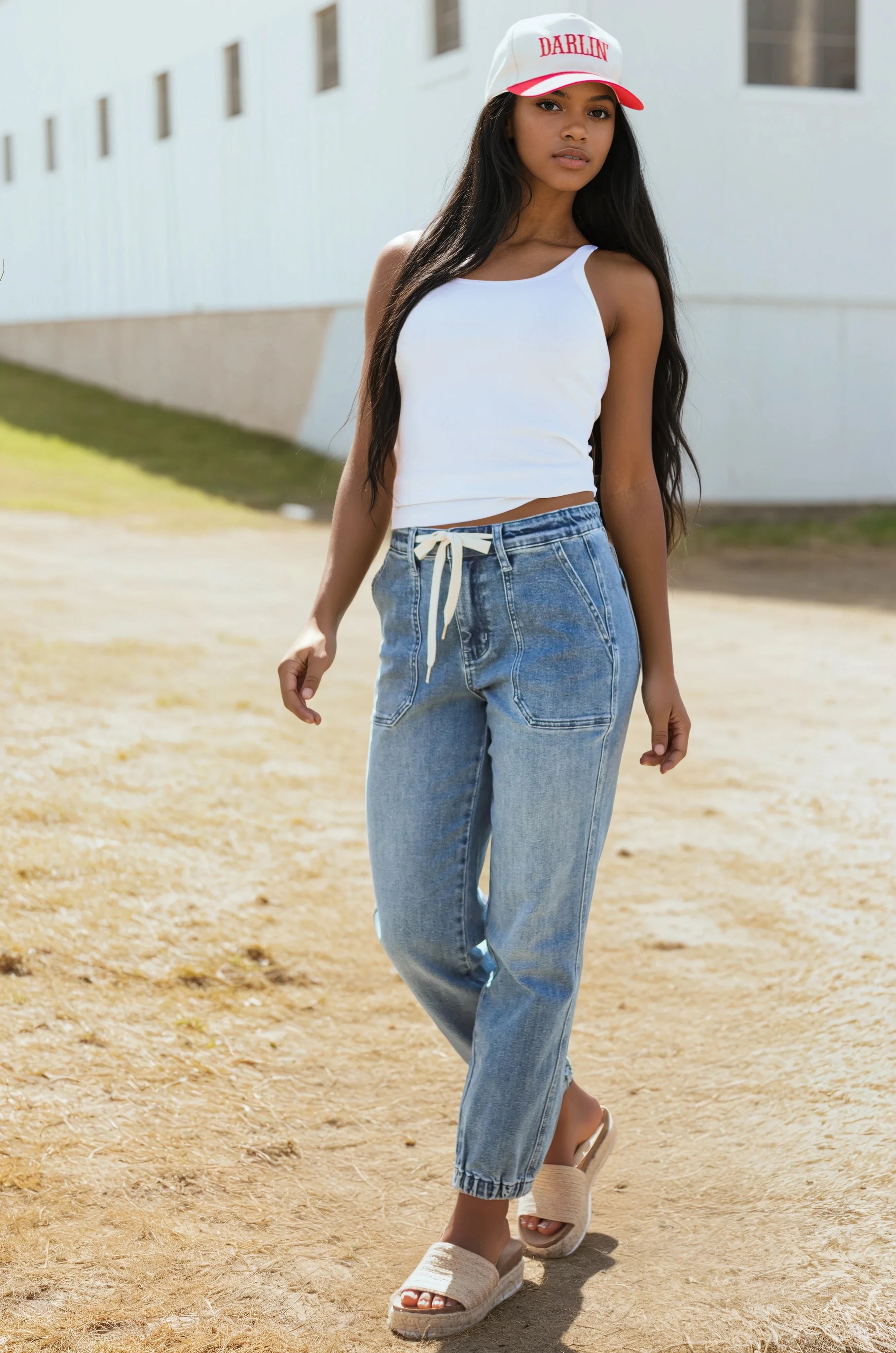 Noelle Damskie Jeansy | Jogger z Troczkiem