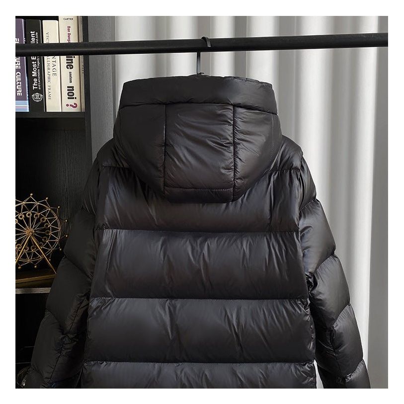 Kurtka Zimowa Pikowana Długa Damska | Z Kapturem i Zamkiem