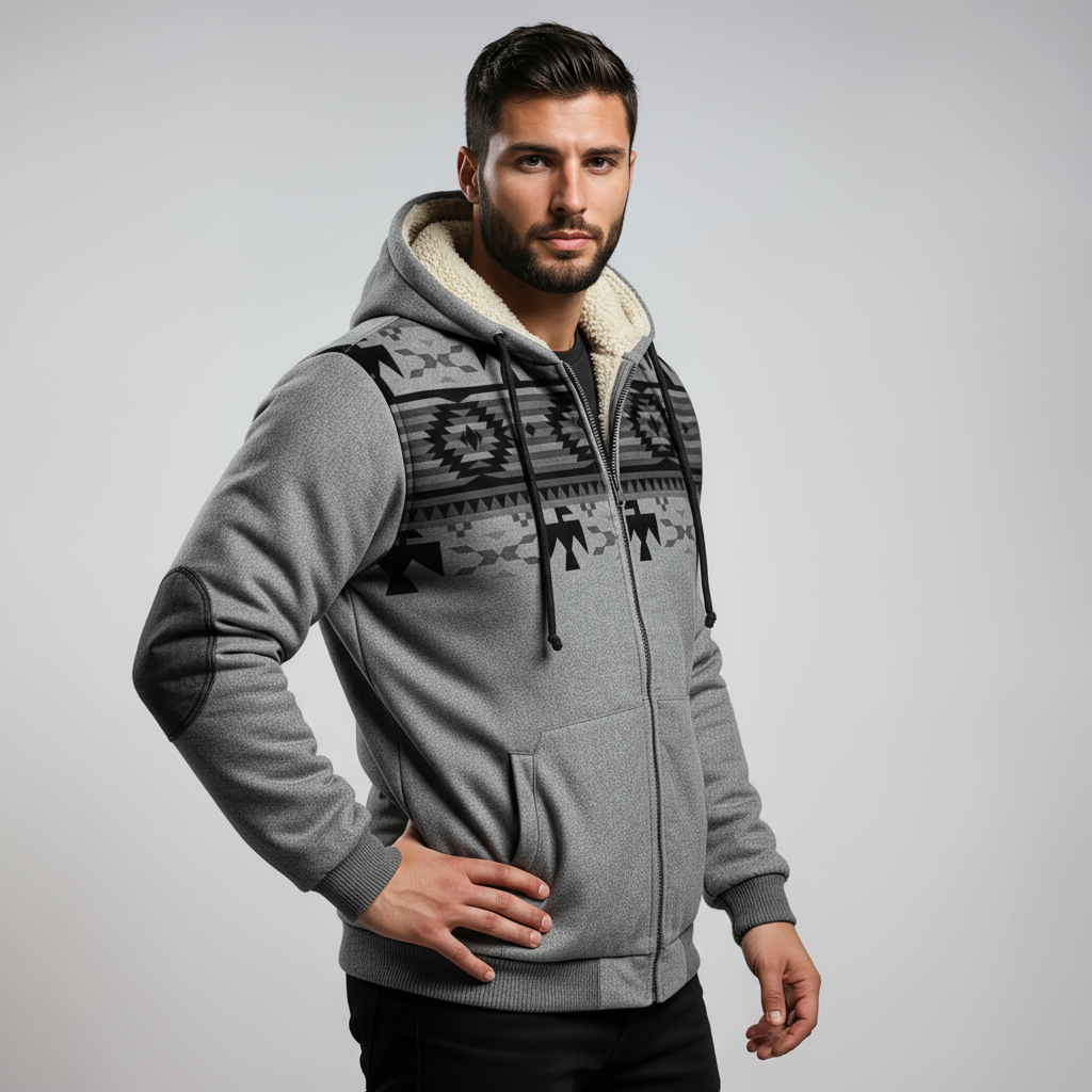 Narik Bluza męska zimowa | Z kapturem i futrzaną podszewką