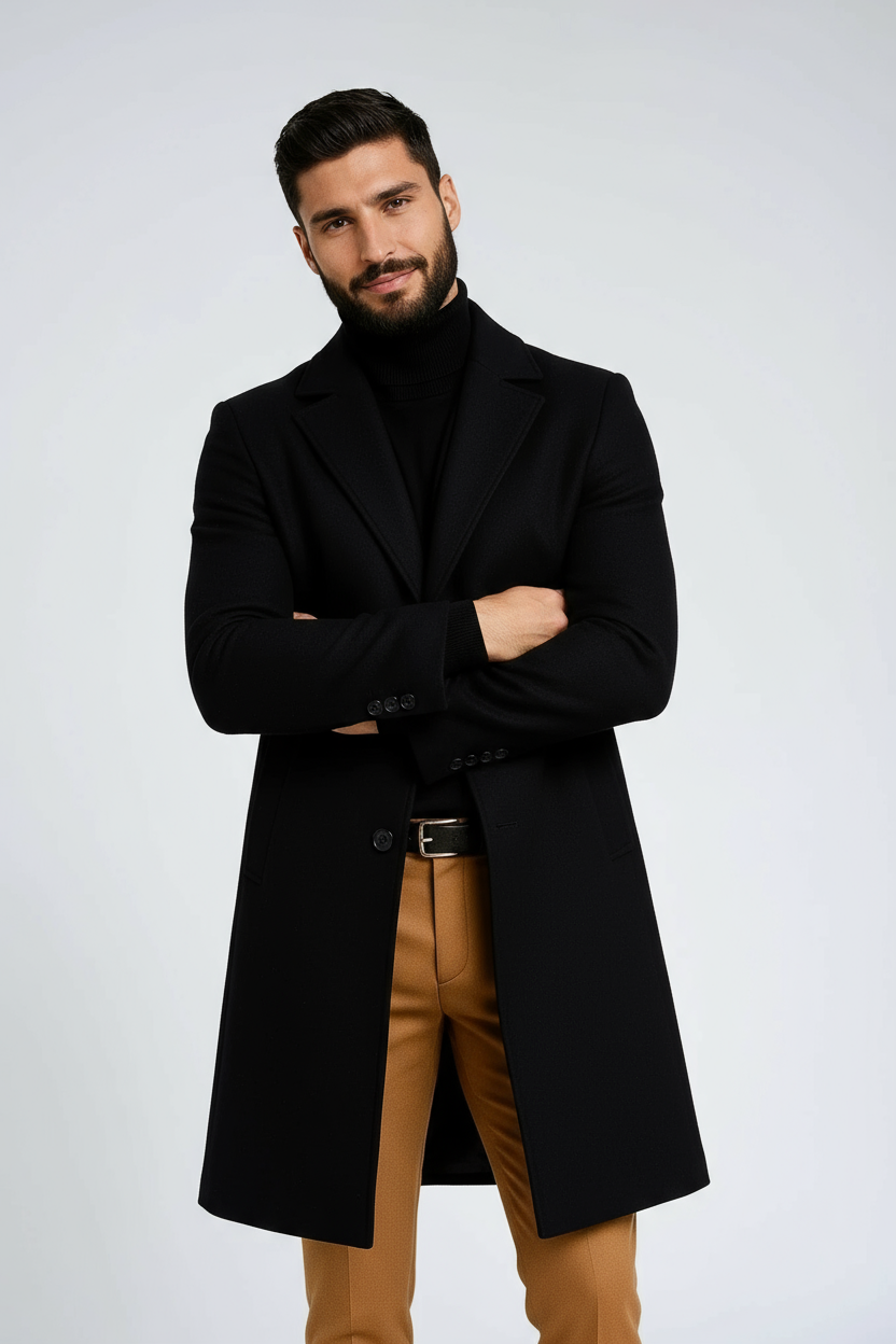 Lazaro Płaszcz zimowy męski | Długi na guziki